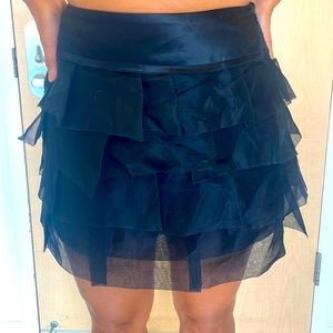 BCBG Maxazria Well Made 4 tier Silk Skirt with Satin Waist & Hidden Zipper